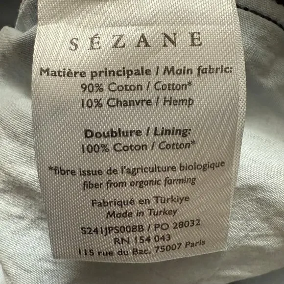 Sezane Denim Jumpsuit Romper Size 38 Organic Cotton / Hemp Fabric V-Neckline - Picture 11 of 11